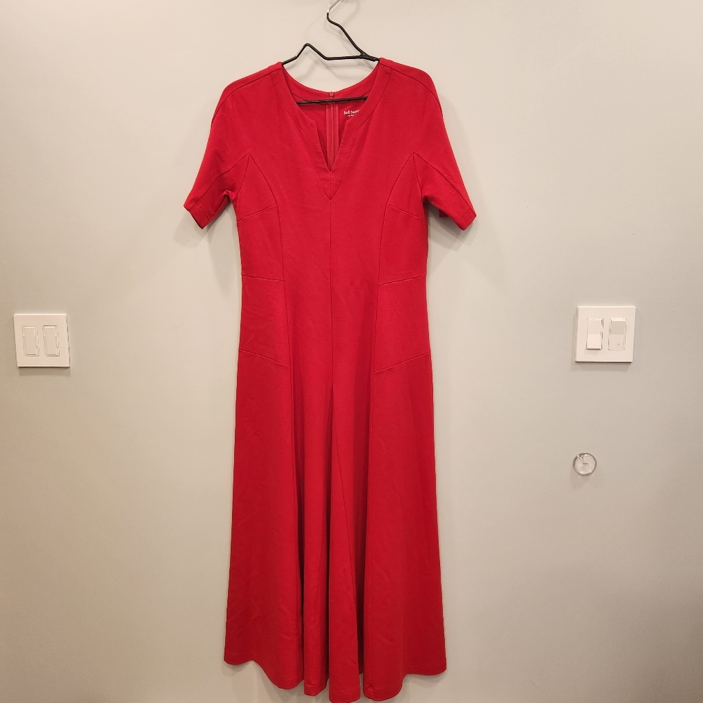 Soft Surroundings V Neck Zip Up Maxi Dress Red